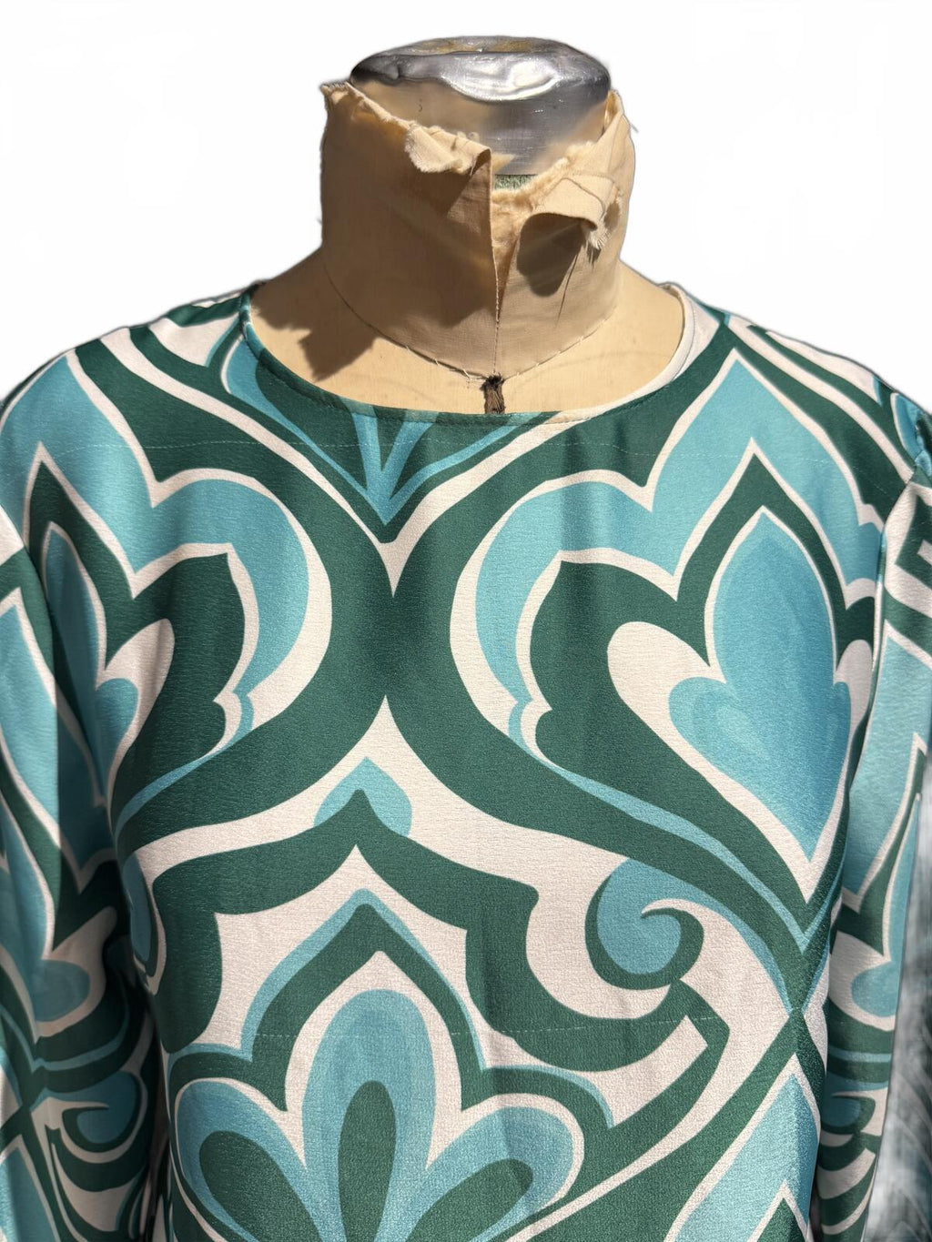 MNG by Mango Long Sleeve Maxi Dress with Geometric Pattern and Cutout Back