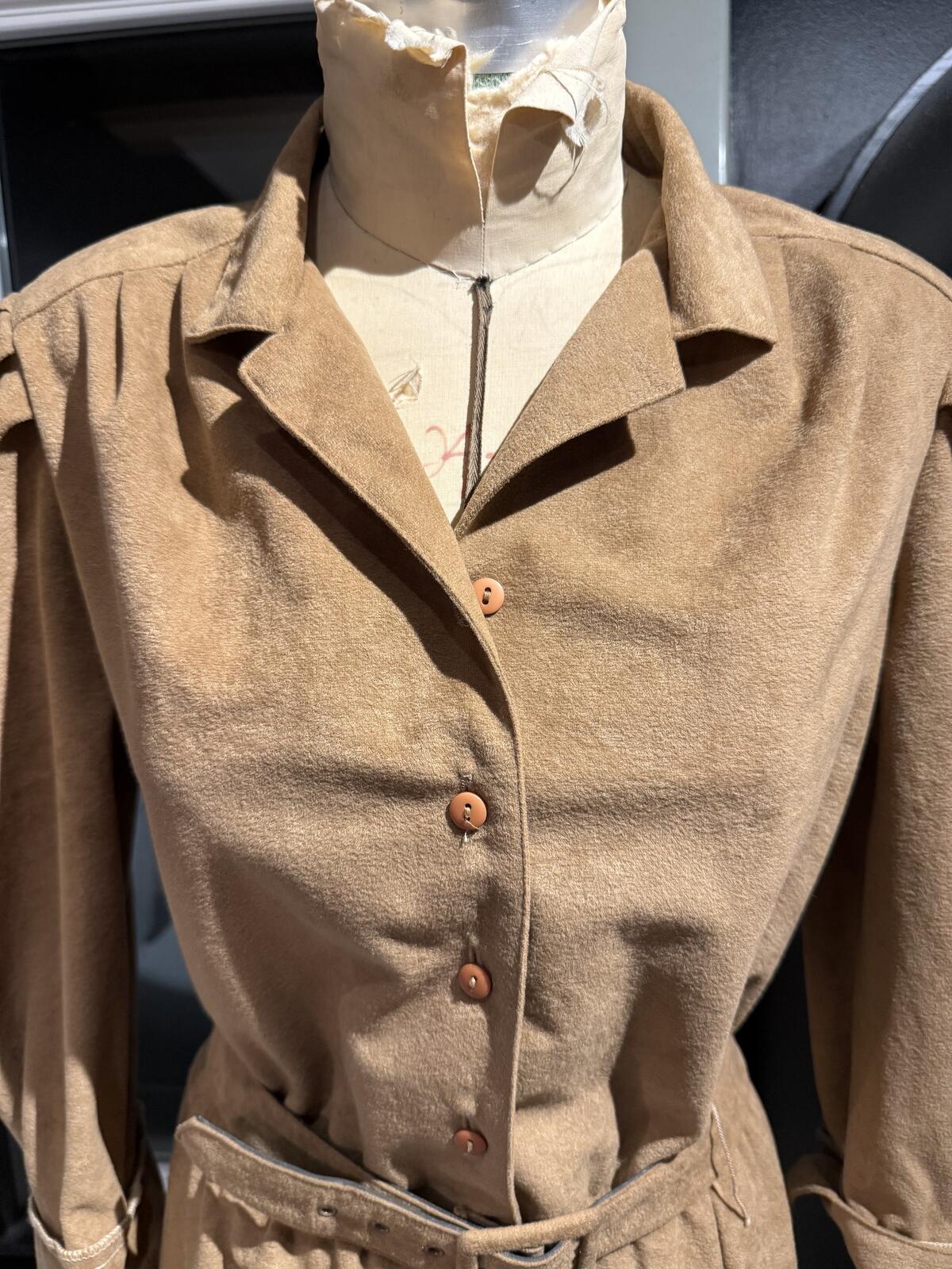 Stuart Alan Vintage Tan Belted Faux Suede Dress