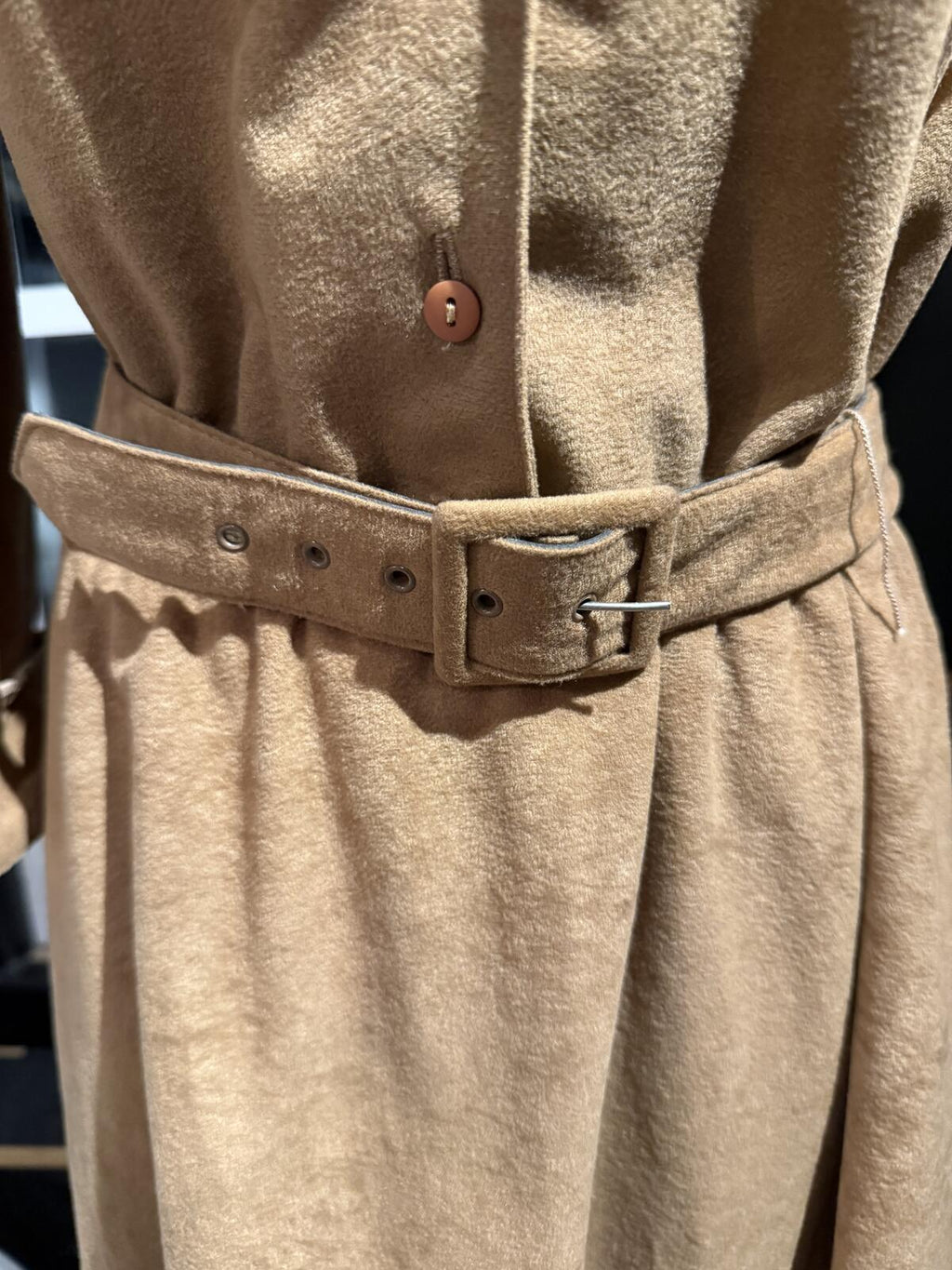 Stuart Alan Vintage Tan Belted Faux Suede Dress