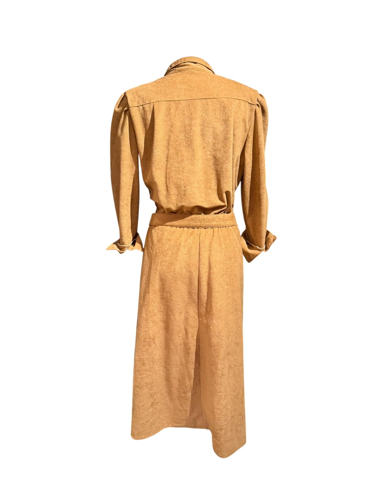 Stuart Alan Vintage Tan Belted Faux Suede Dress