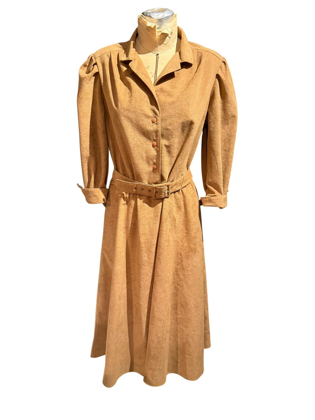 Stuart Alan Vintage Tan Belted Faux Suede Dress
