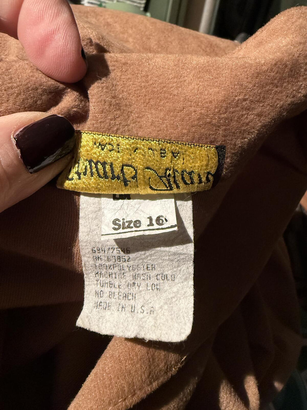 Stuart Alan Vintage Tan Belted Faux Suede Dress