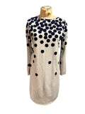 Boden Long Sleeve Sweater Dress with Blue Velvet Floral Appliqués