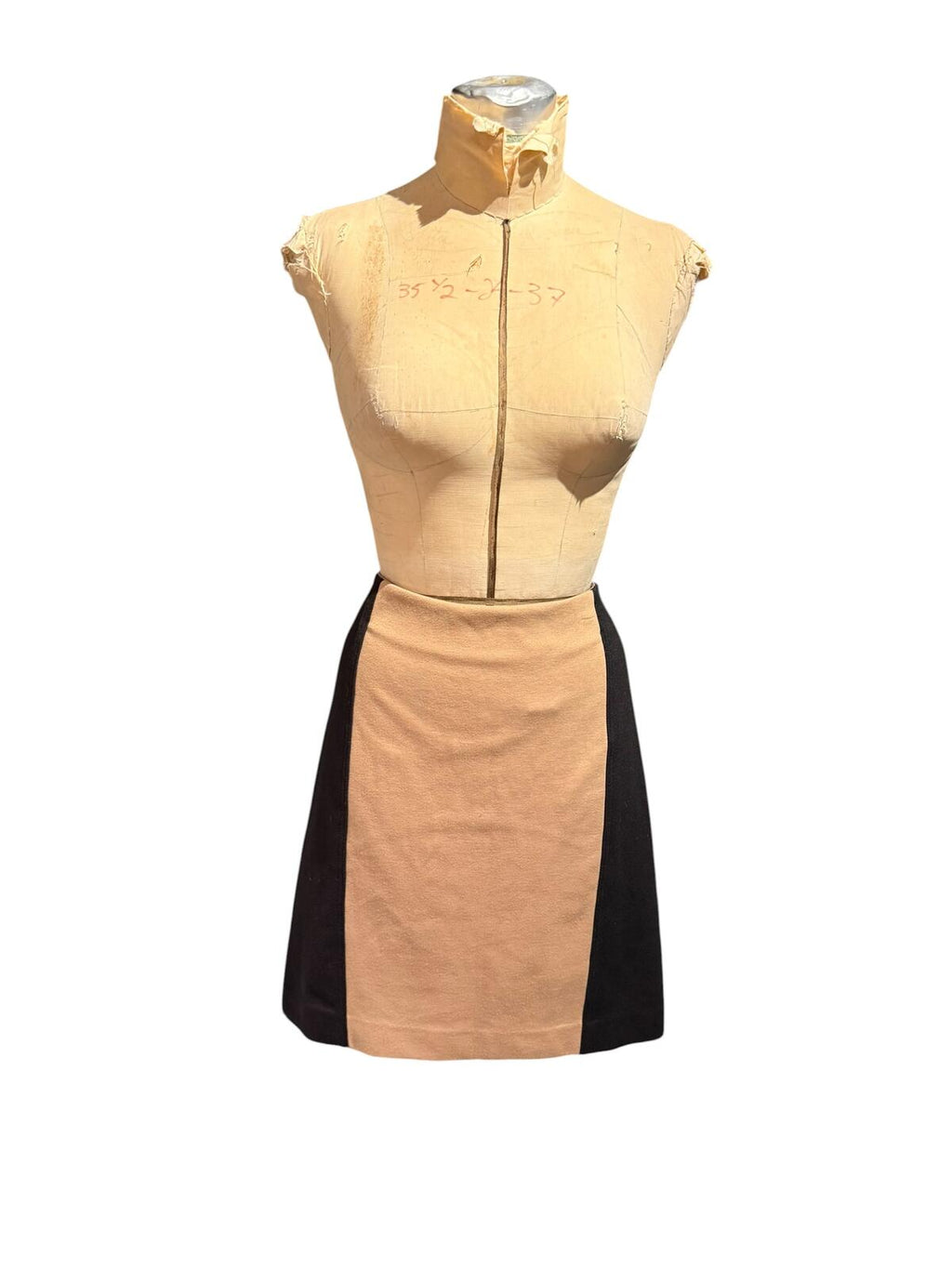 Michael Kors Two-Tone Beige and Black Color Block Mini Skirt