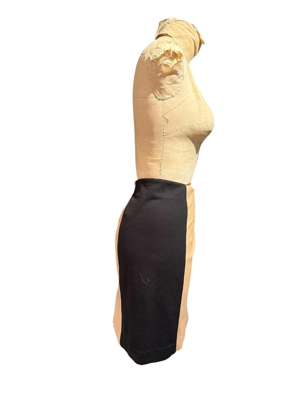 Michael Kors Two-Tone Beige and Black Color Block Mini Skirt
