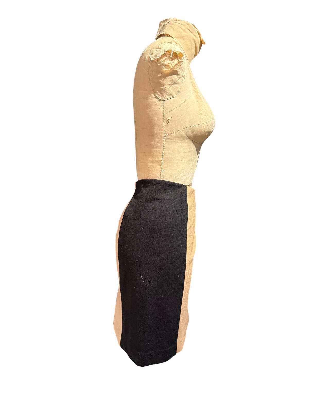 Michael Kors Two-Tone Beige and Black Color Block Mini Skirt