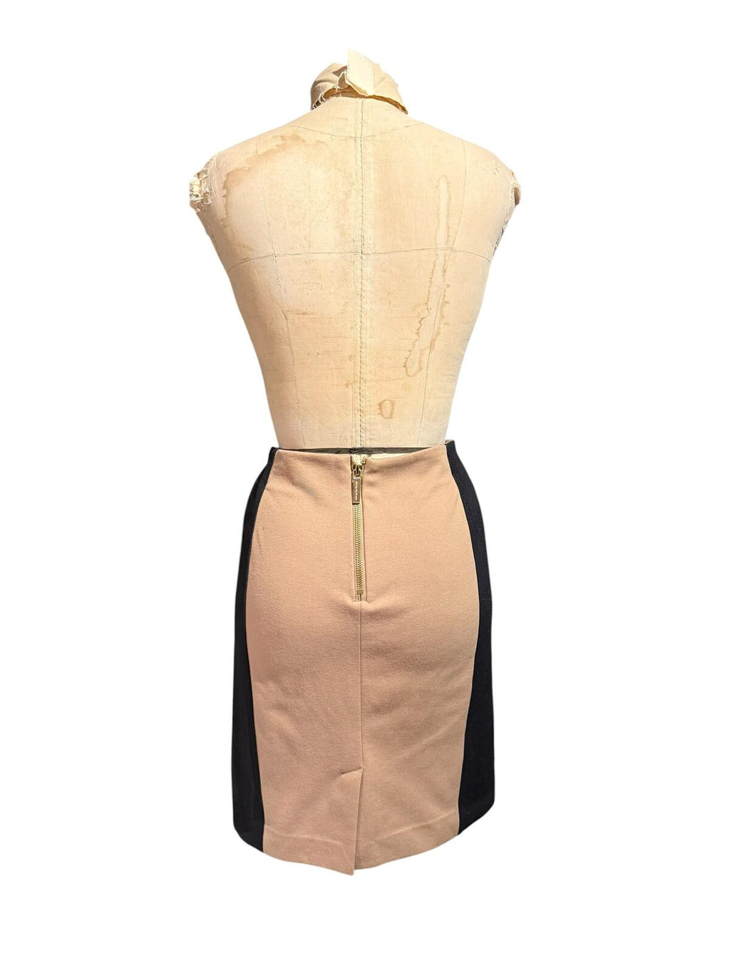 Michael Kors Two-Tone Beige and Black Color Block Mini Skirt