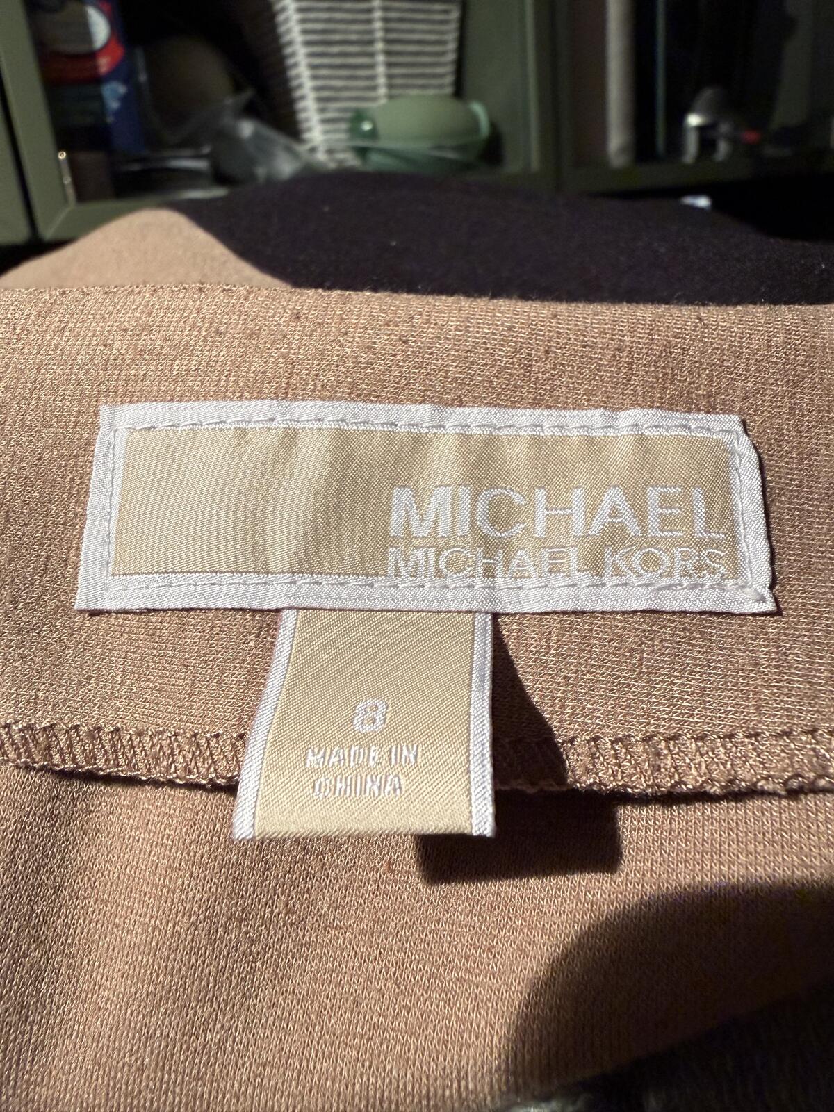 Michael Kors Two-Tone Beige and Black Color Block Mini Skirt