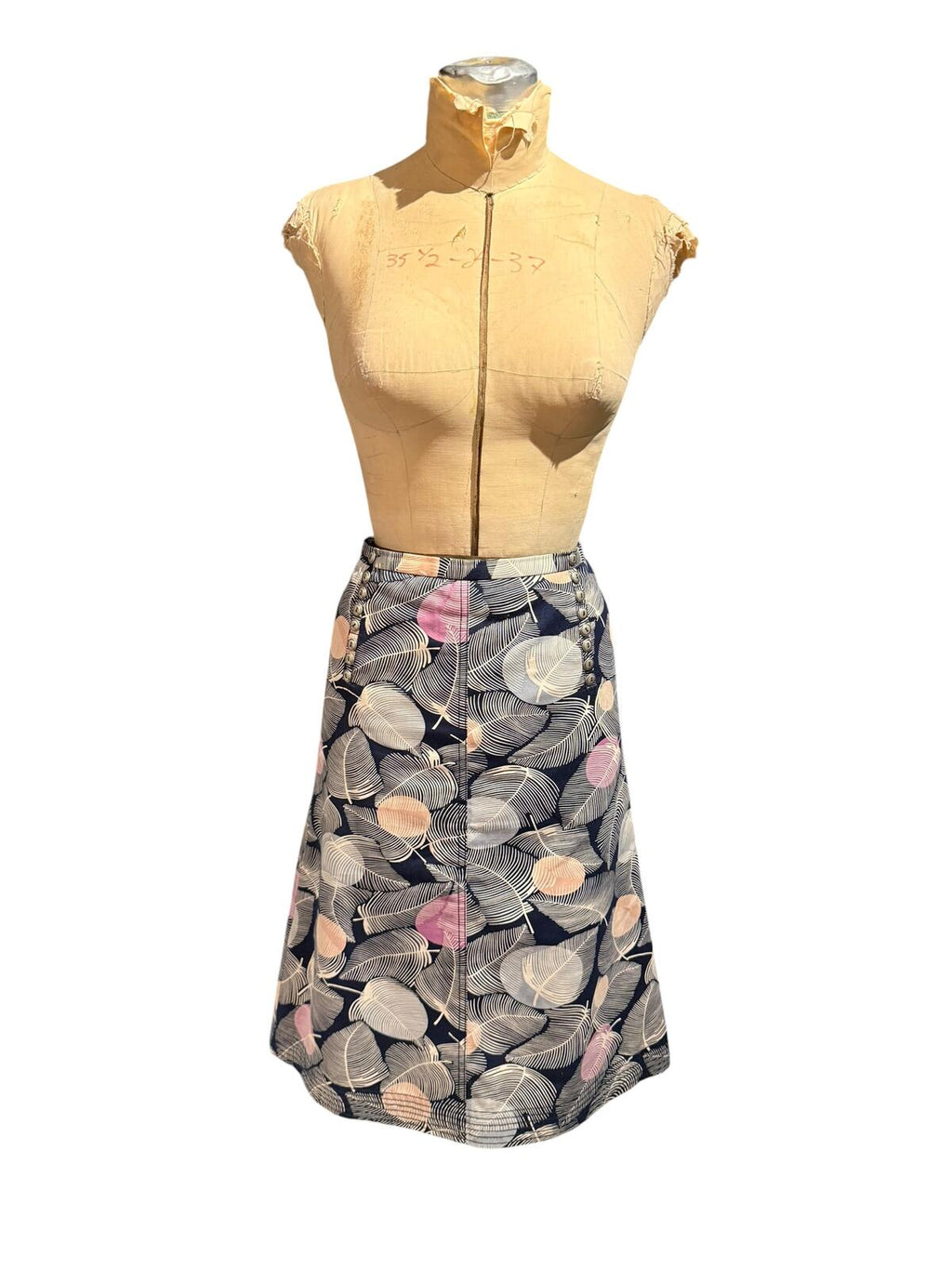 Maxazria Collection A-Line Skirt with Abstract Leaf Print