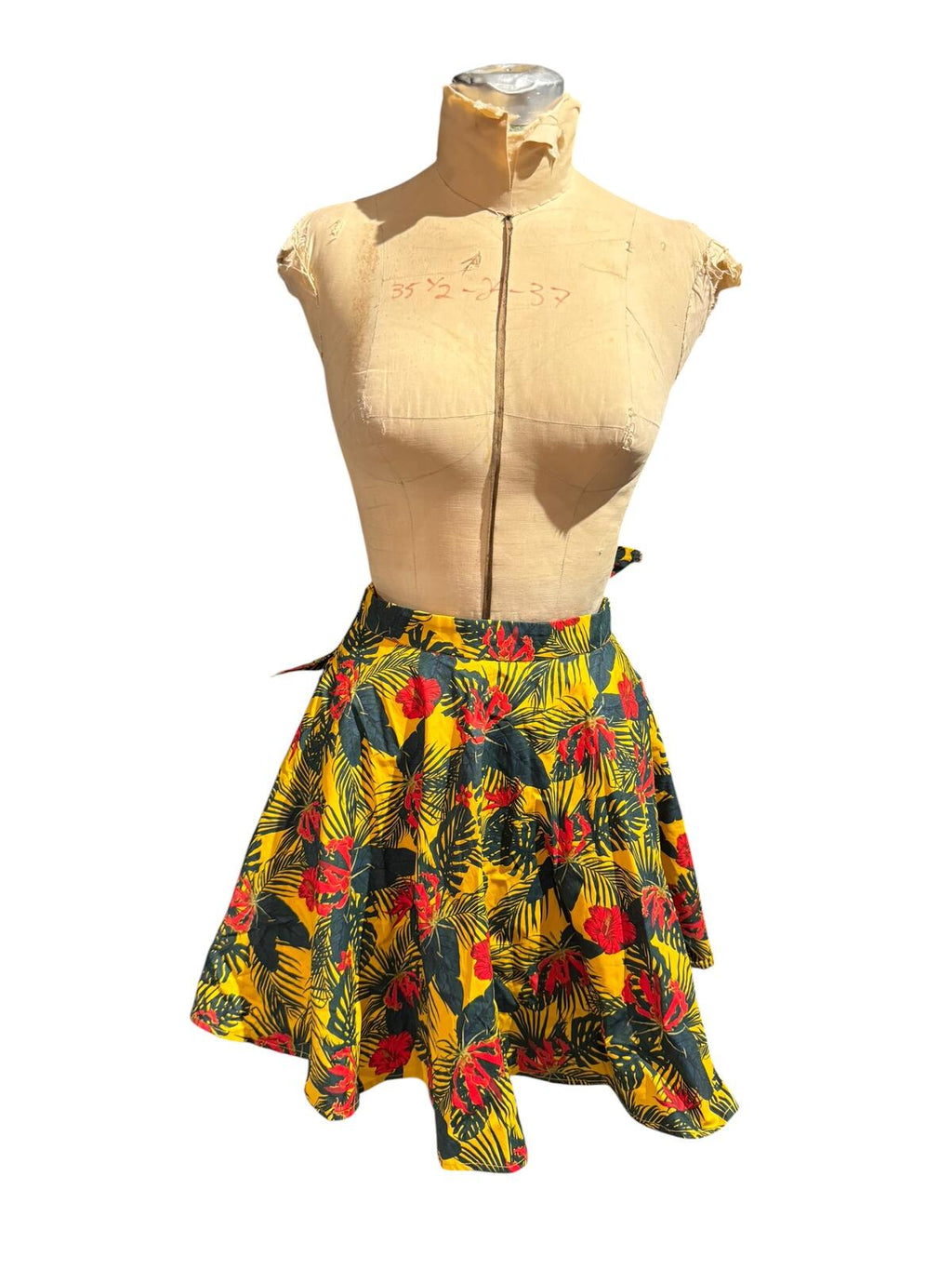 Sly Floral Yellow Tropical Print Skirt with Waist Tie