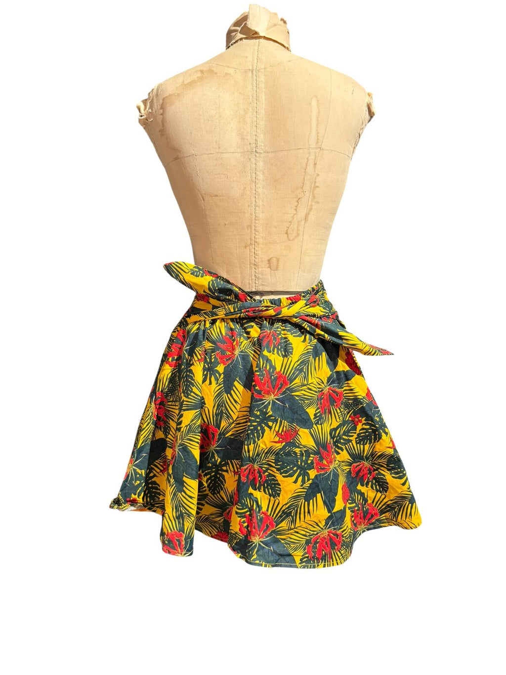 Sly Floral Yellow Tropical Print Skirt with Waist Tie