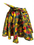 Sly Floral Yellow Tropical Print Skirt with Waist Tie