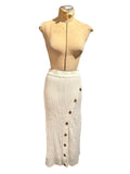 Significant Other White Button-Accent Midi Skirt