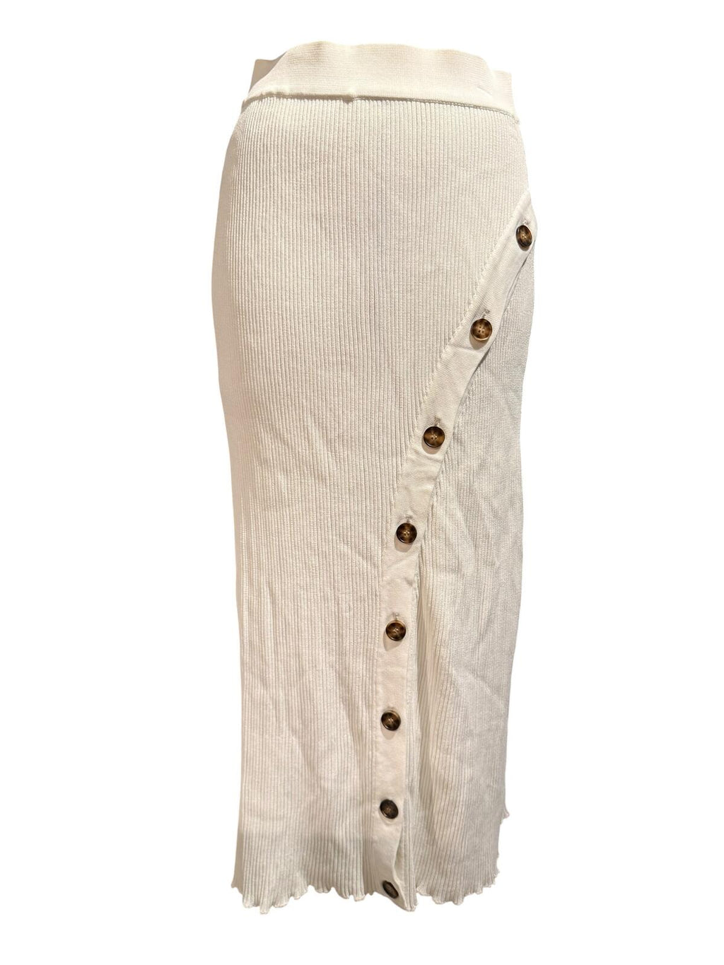 Significant Other White Button-Accent Midi Skirt