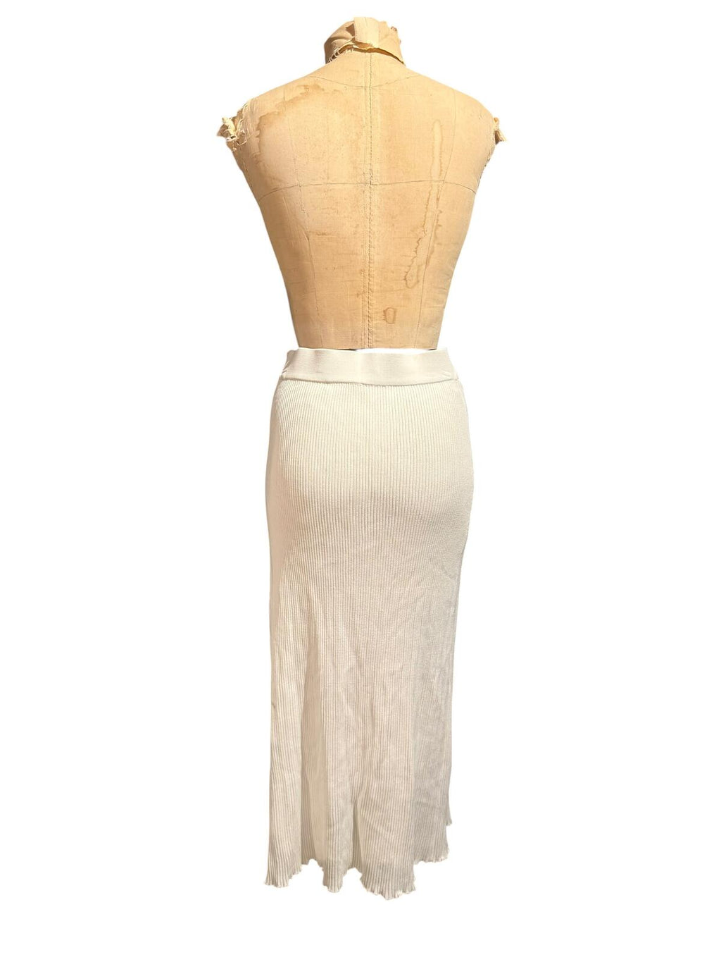 Significant Other White Button-Accent Midi Skirt