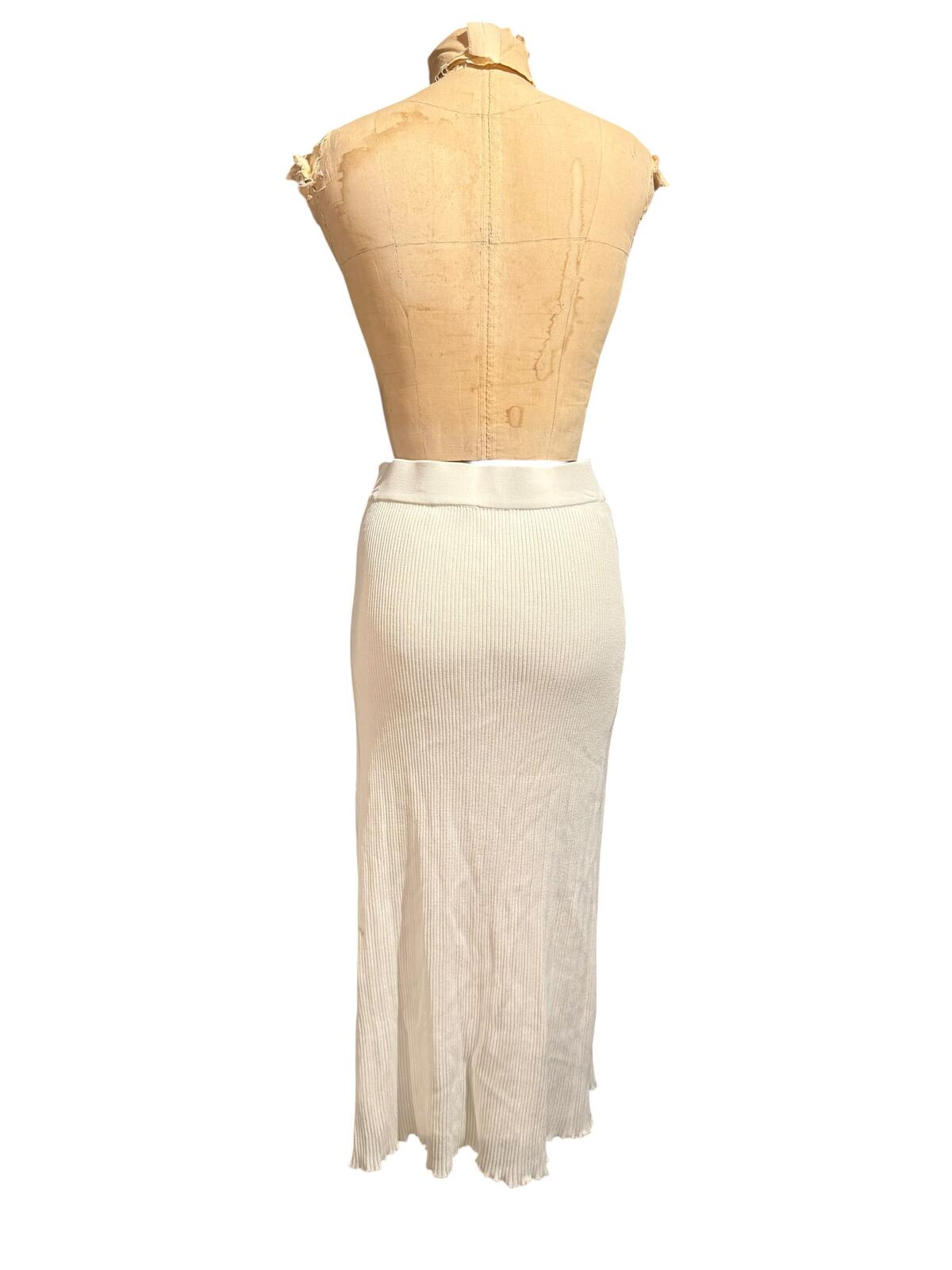 Significant Other White Button-Accent Midi Skirt
