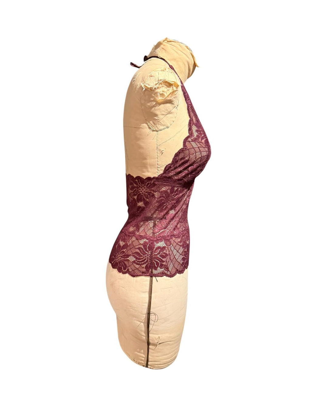 Frederick’s of Hollywood Burgundy Lace Halter Top