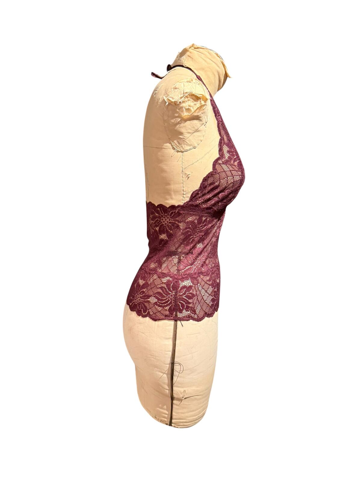 Frederick’s of Hollywood Burgundy Lace Halter Top