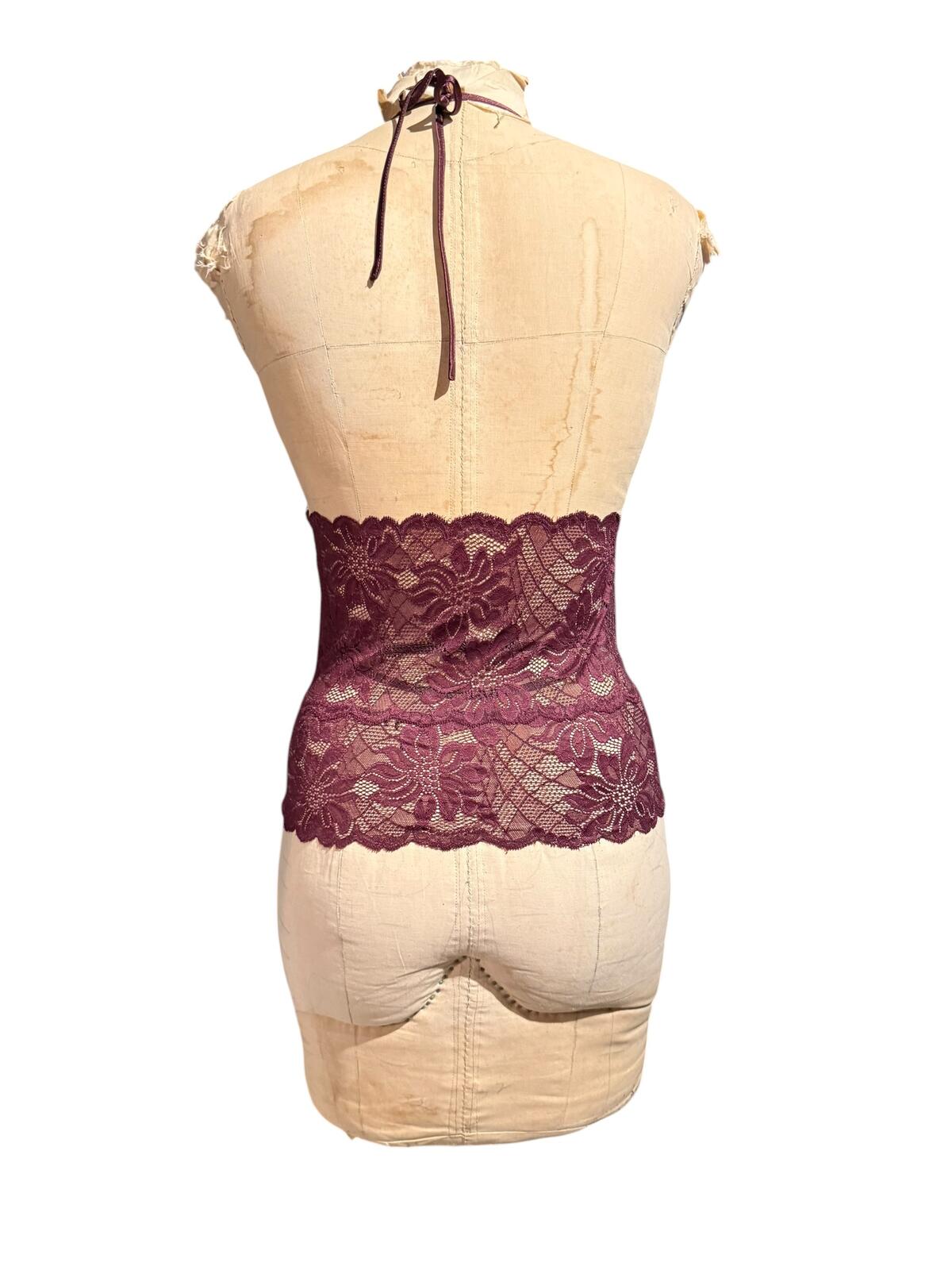 Frederick’s of Hollywood Burgundy Lace Halter Top