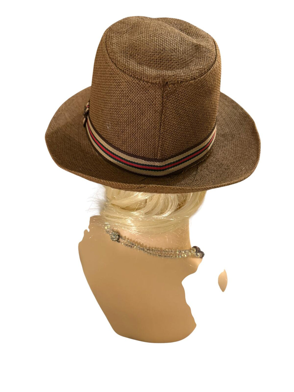 Lucky 7 Brown Wide Brim Fedora Hat with Striped Band