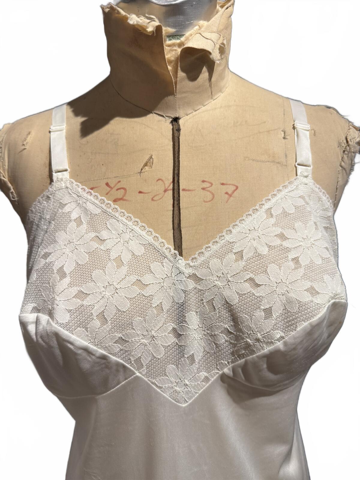 Petal Sheen Vintage Cream Lace Trim Slip Dress