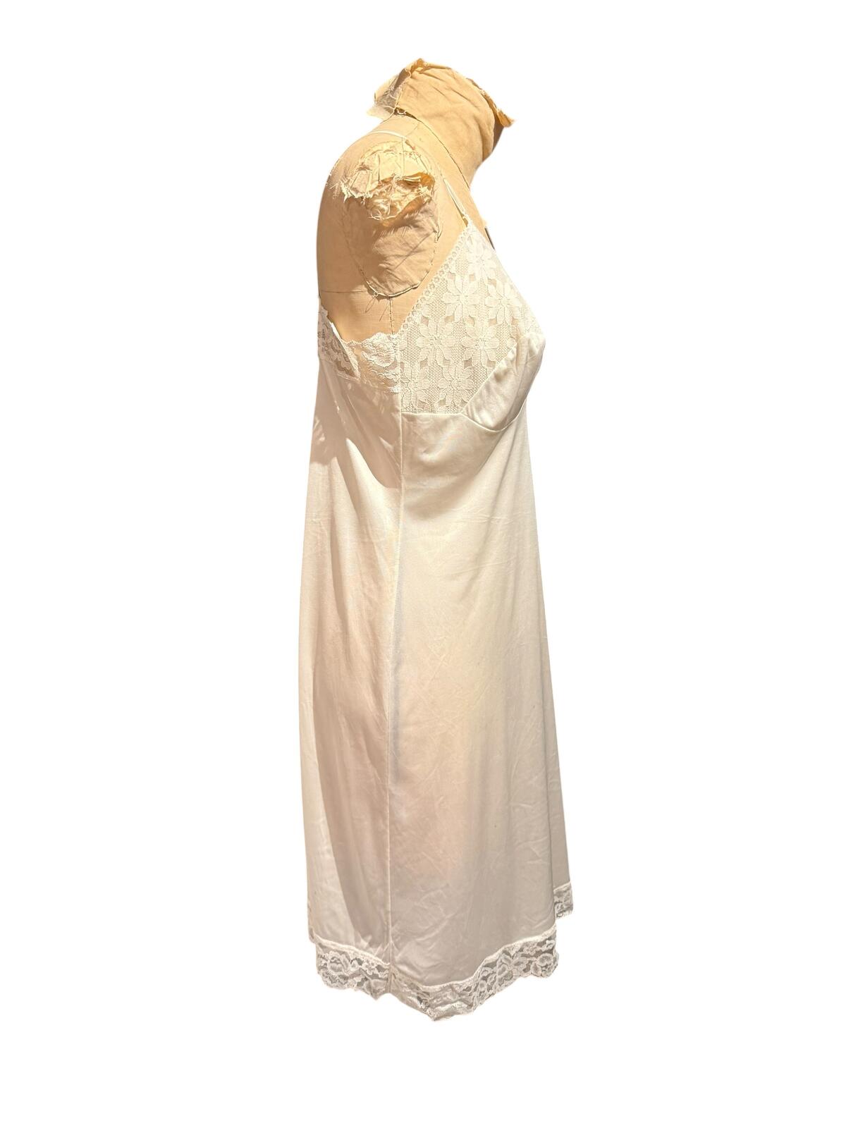 Petal Sheen Vintage Cream Lace Trim Slip Dress