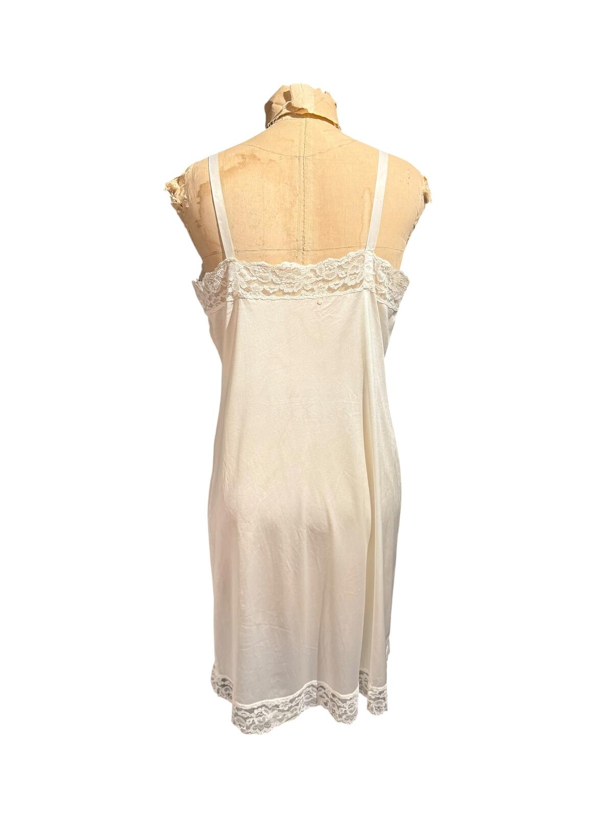 Petal Sheen Vintage Cream Lace Trim Slip Dress