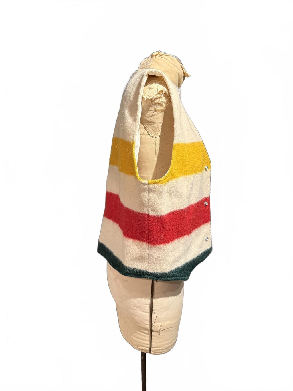 Vintage Hudson Bay Wool Striped Button-Up Vest