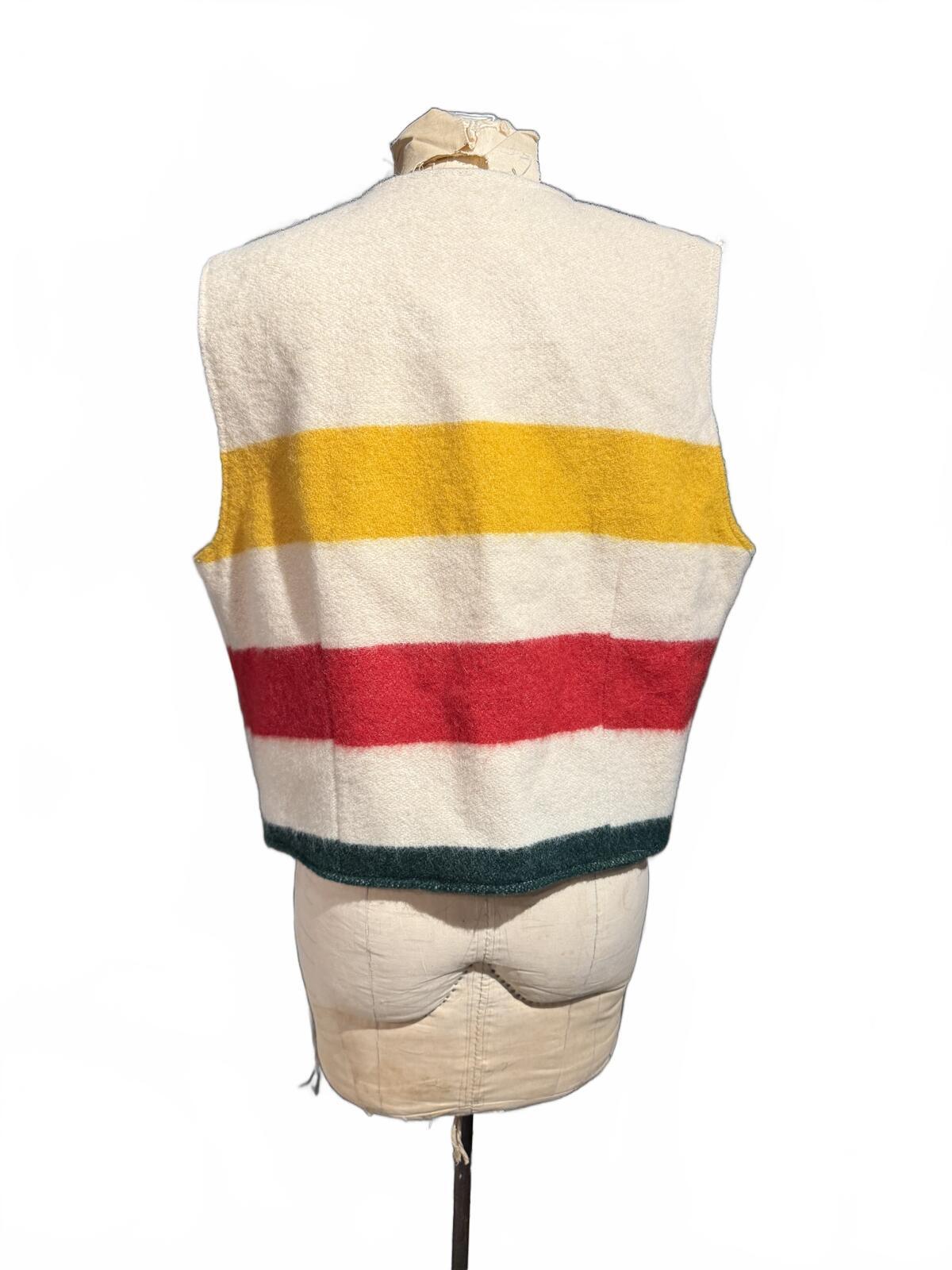 Vintage Hudson Bay Wool Striped Button-Up Vest