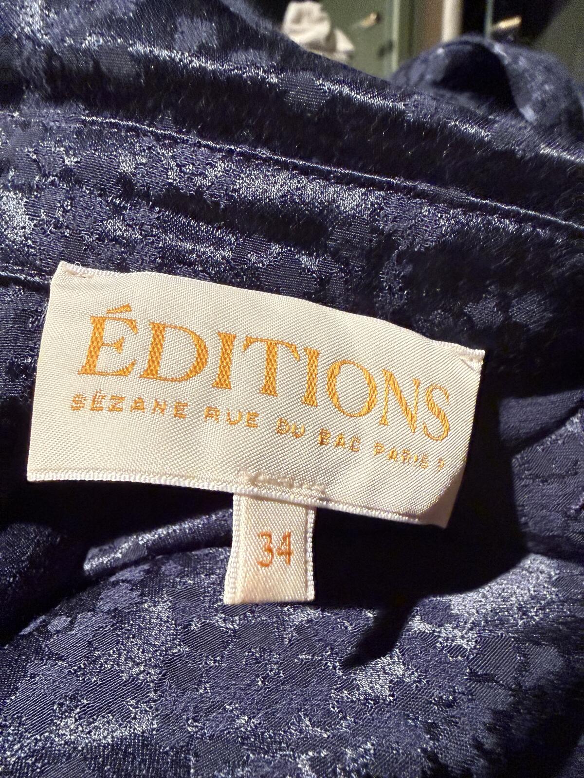 Sezane Editions Black Floral Satin Romper with Elastic Waist