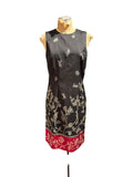 Ann Taylor 100% Silk Black Floral Dress with Red Hem