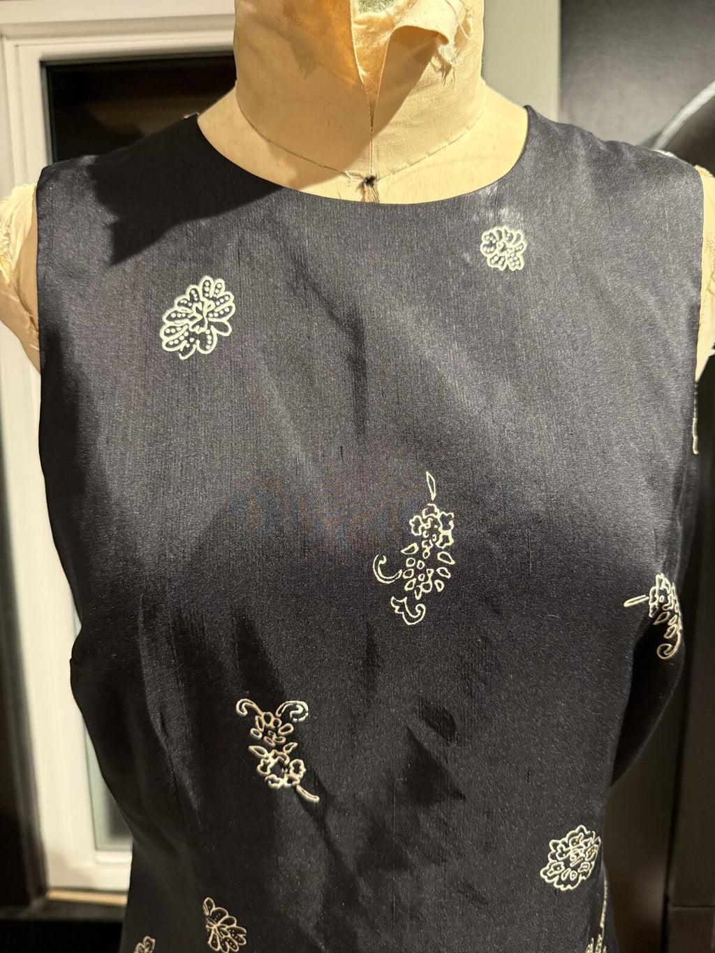 Ann Taylor 100% Silk Black Floral Dress with Red Hem