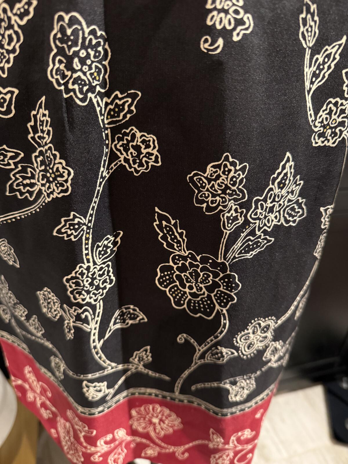 Ann Taylor 100% Silk Black Floral Dress with Red Hem