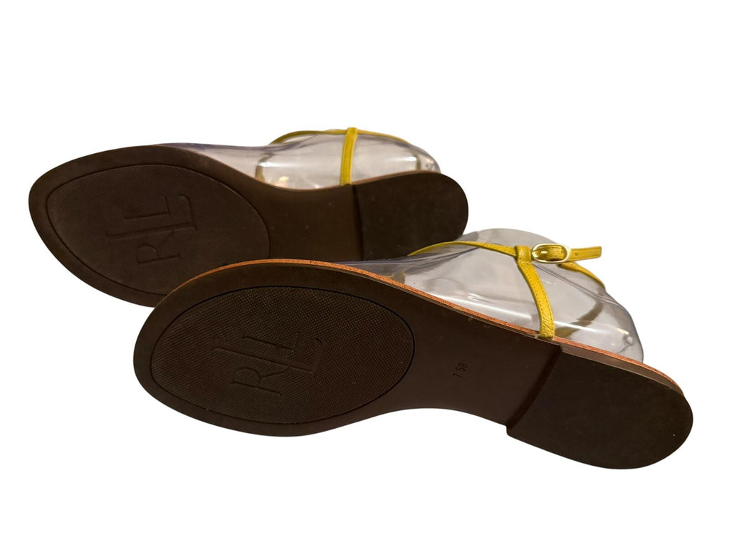 Ralph Lauren Yellow T-Strap Flat Sandals