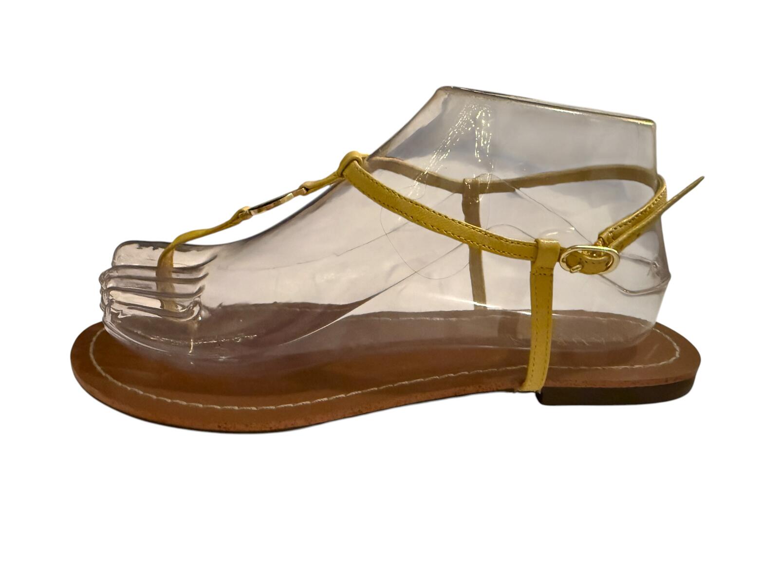 Ralph Lauren Yellow T-Strap Flat Sandals