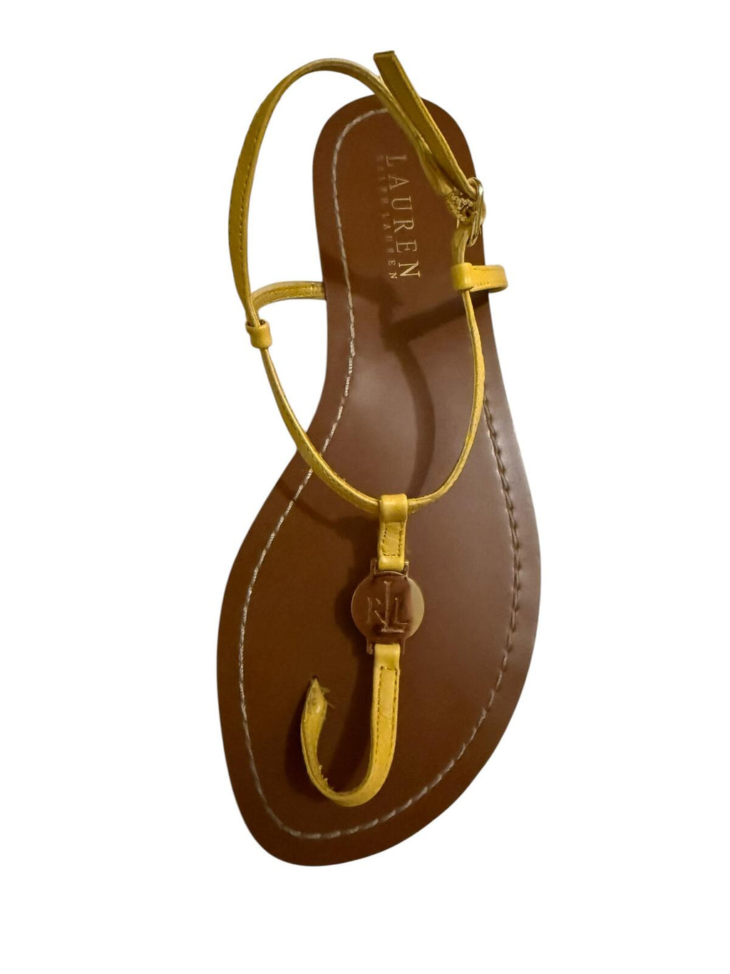 Ralph Lauren Yellow T-Strap Flat Sandals