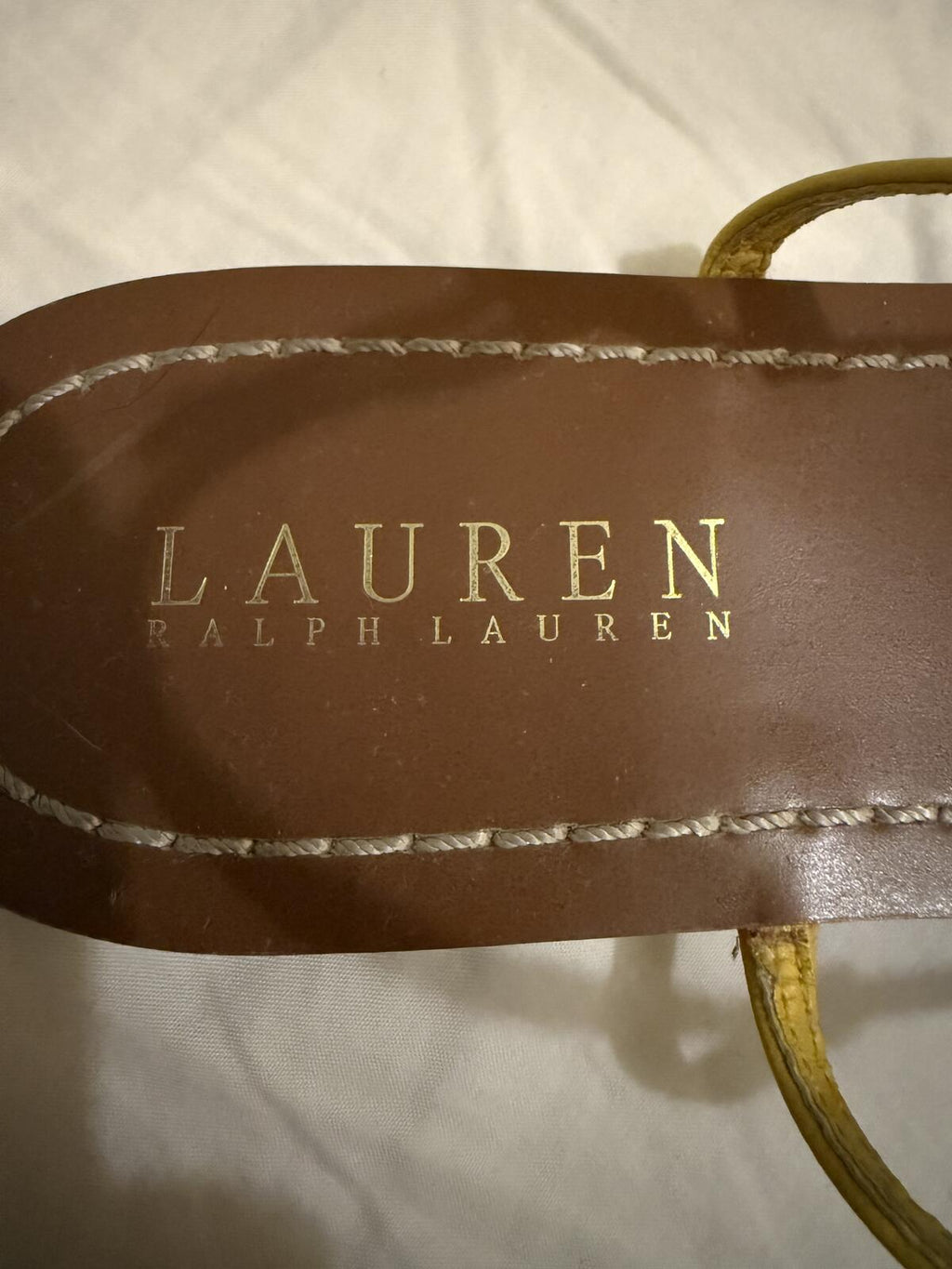 Ralph Lauren Yellow T-Strap Flat Sandals