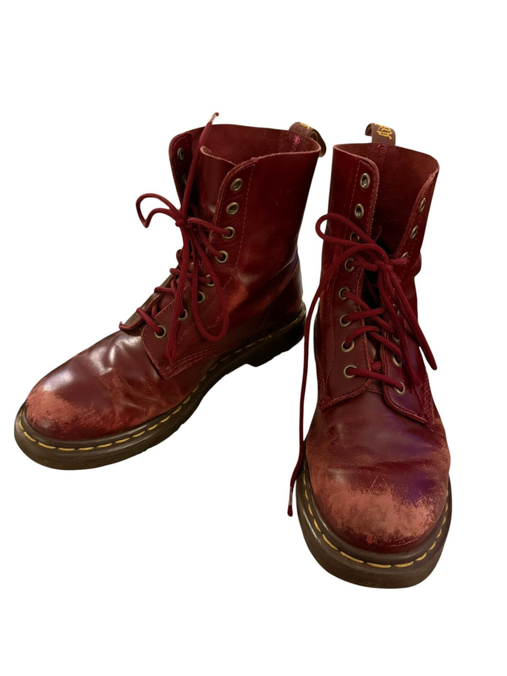 Dr. Martens Red Leather Lace-Up Boots