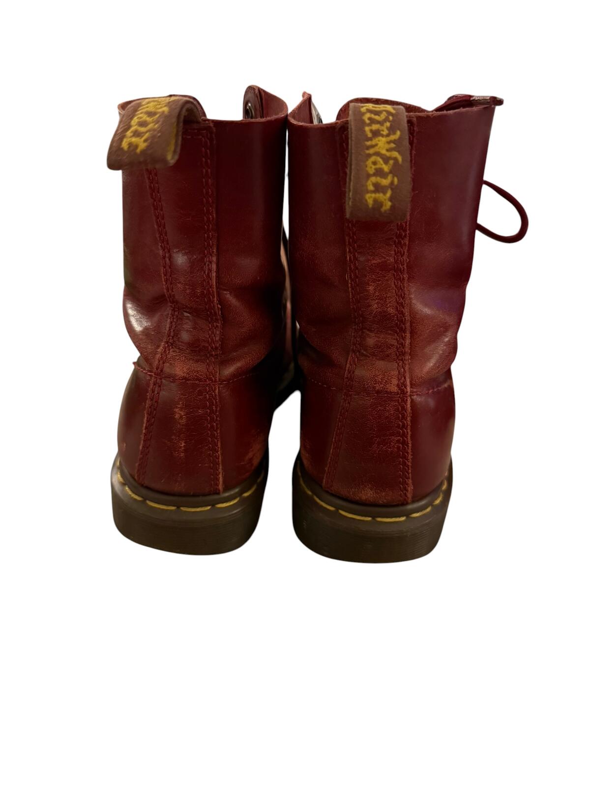 Dr. Martens Red Leather Lace-Up Boots