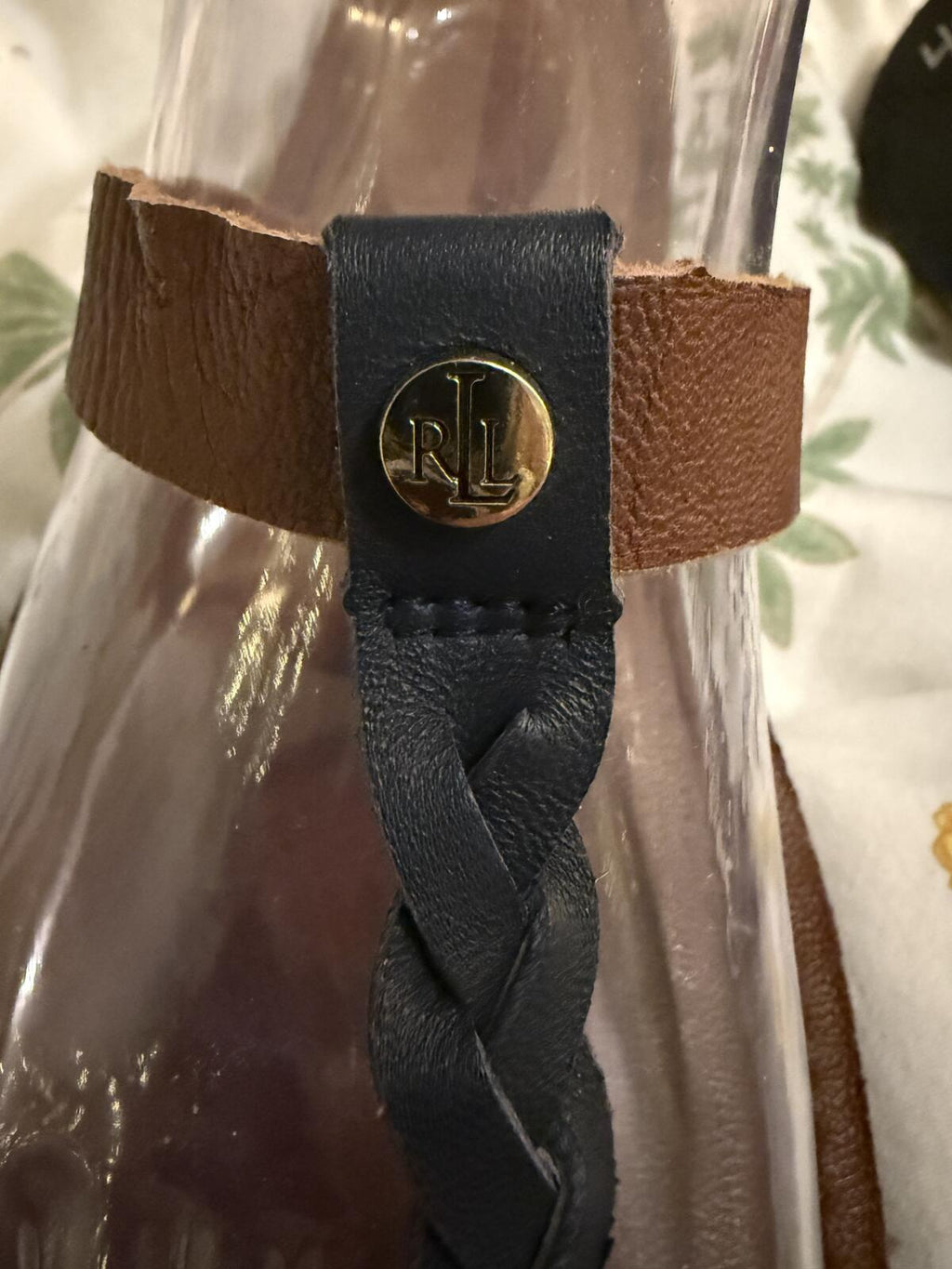 Ralph Lauren Brown and Black Braided Leather Sandals