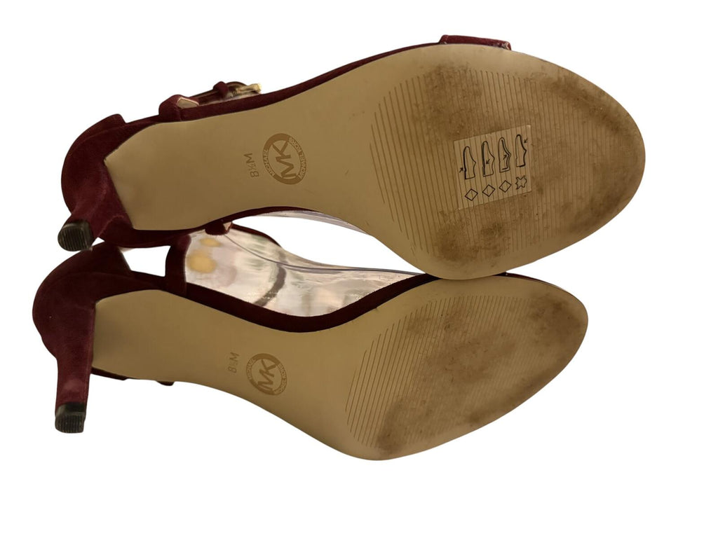 Michael Kors Burgundy Suede Ankle Strap Heels