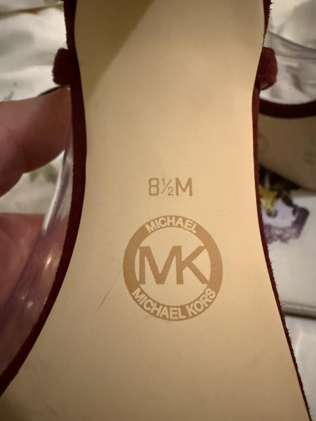Michael Kors Burgundy Suede Ankle Strap Heels