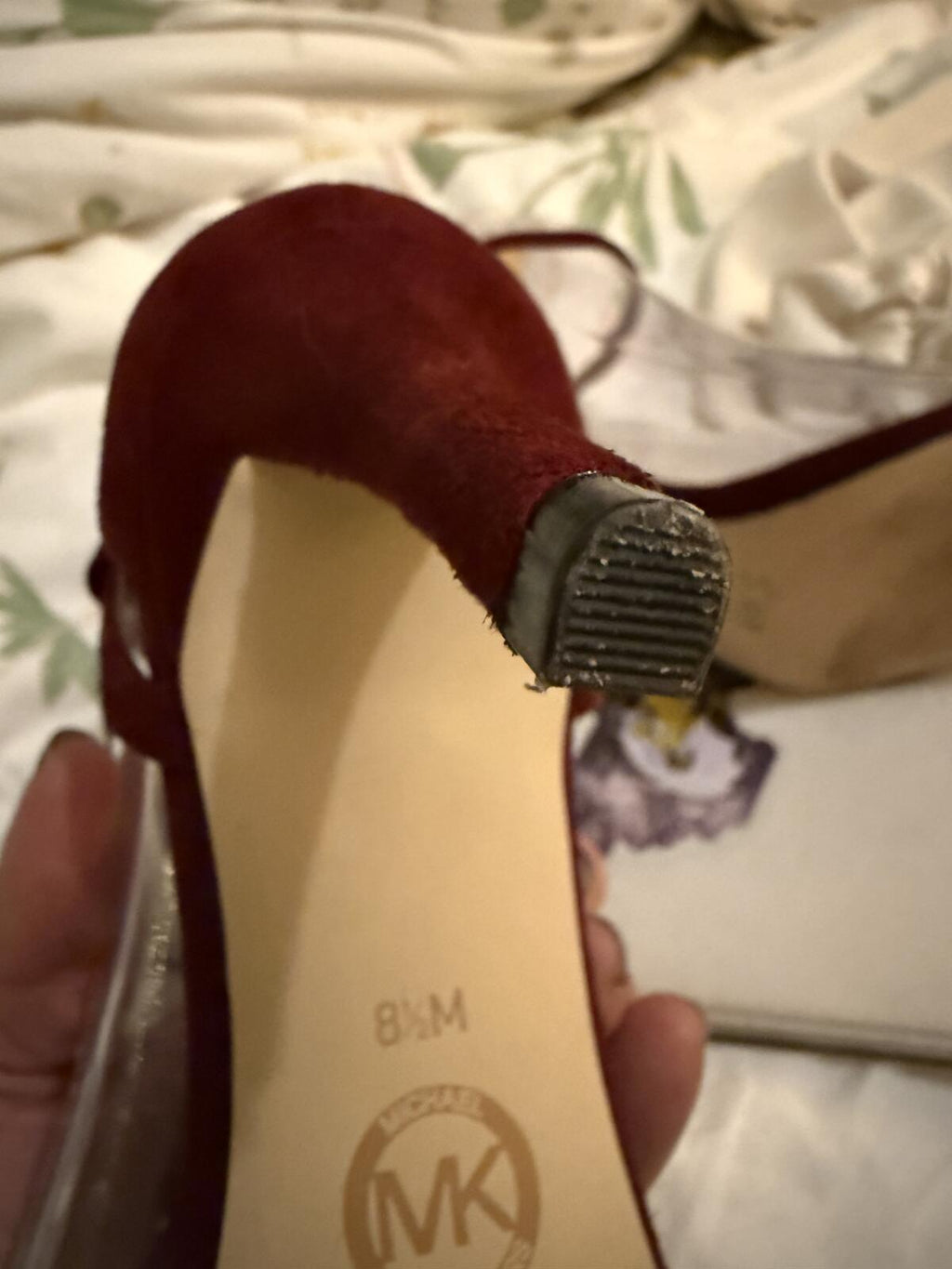 Michael Kors Burgundy Suede Ankle Strap Heels