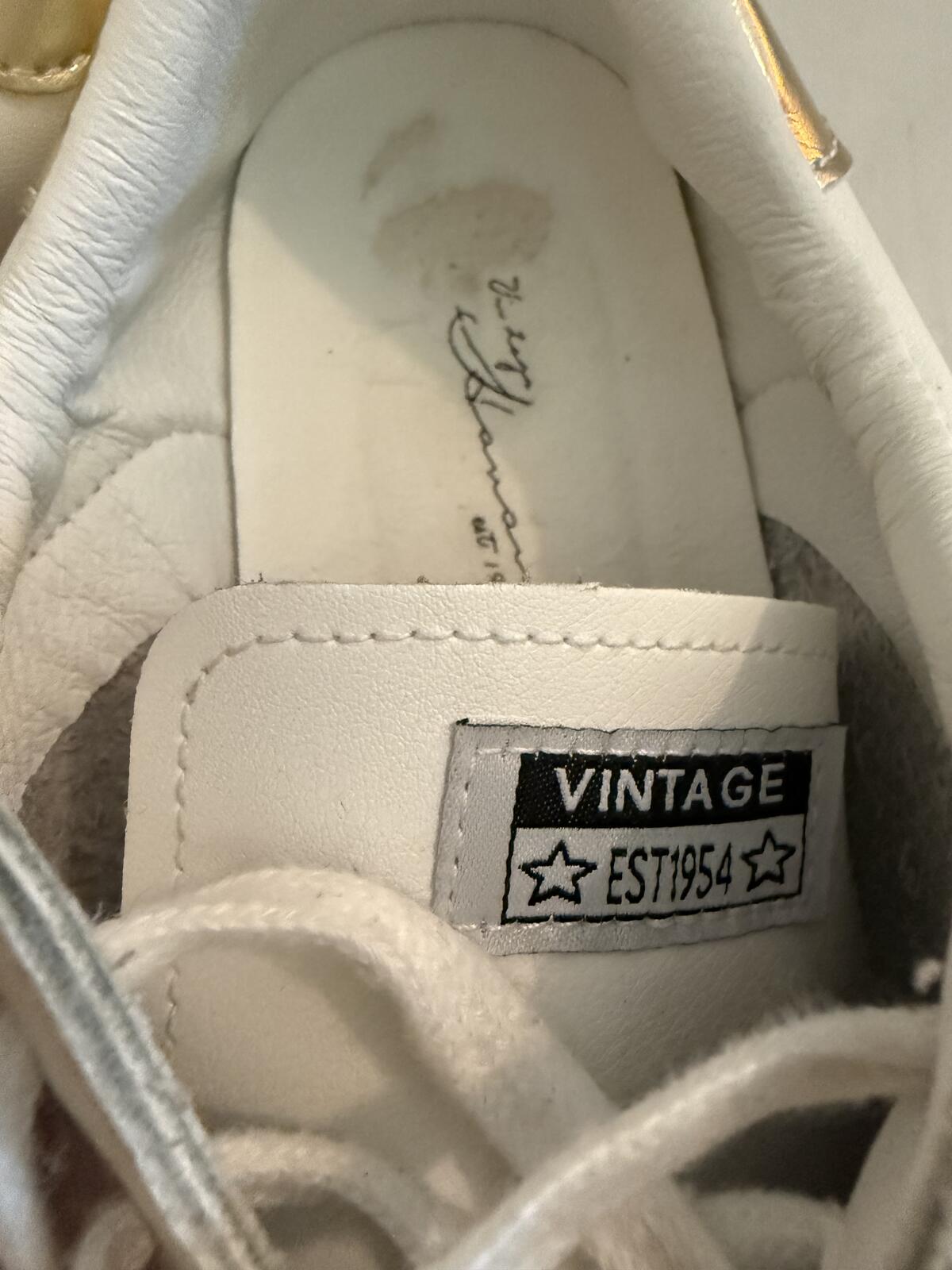 Vintage Havana White Sneakers with Gold Star Accent