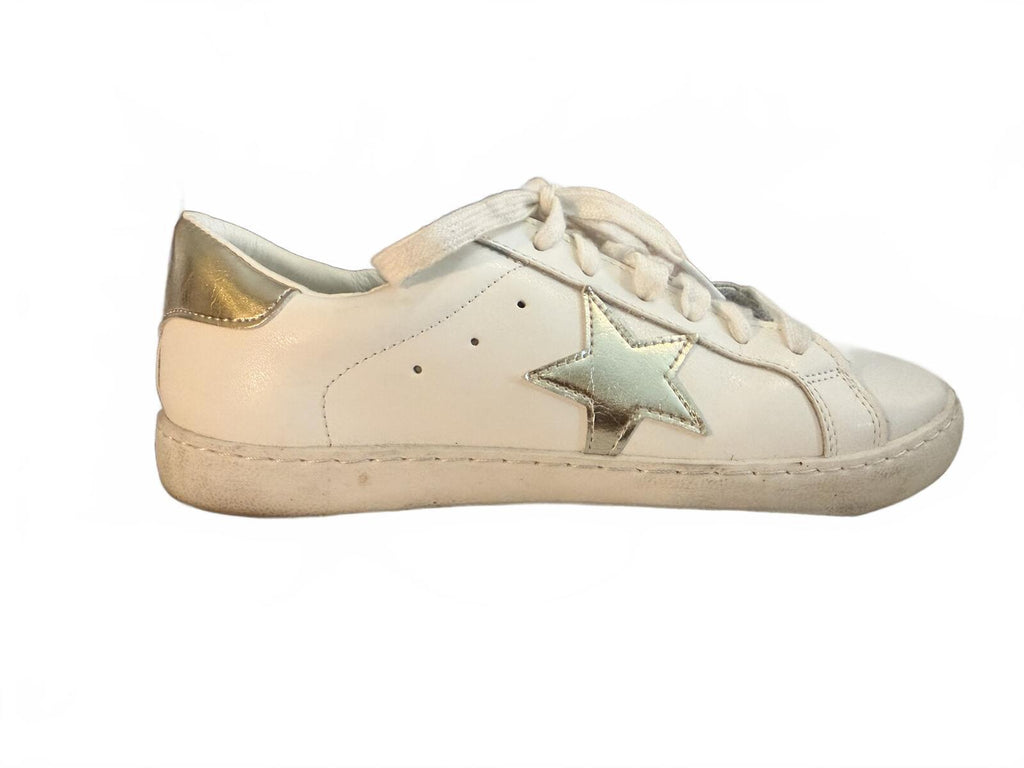Vintage Havana White Sneakers with Gold Star Accent
