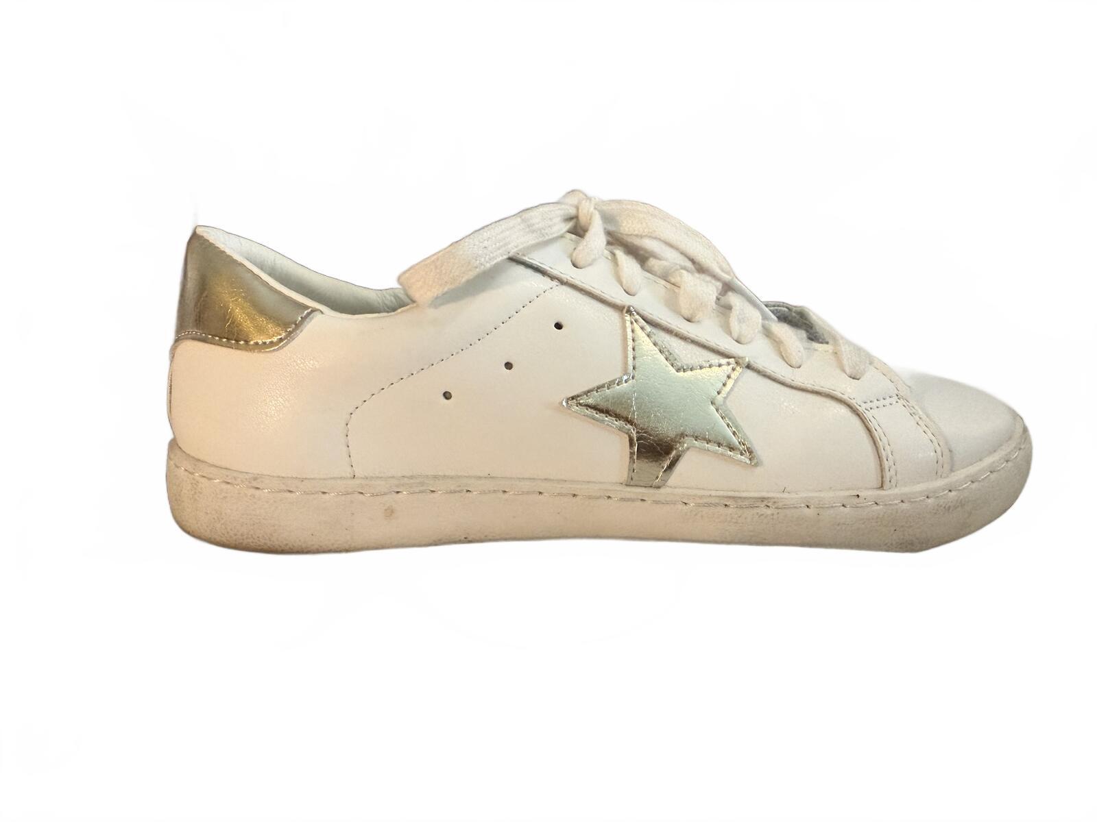 Vintage Havana White Sneakers with Gold Star Accent