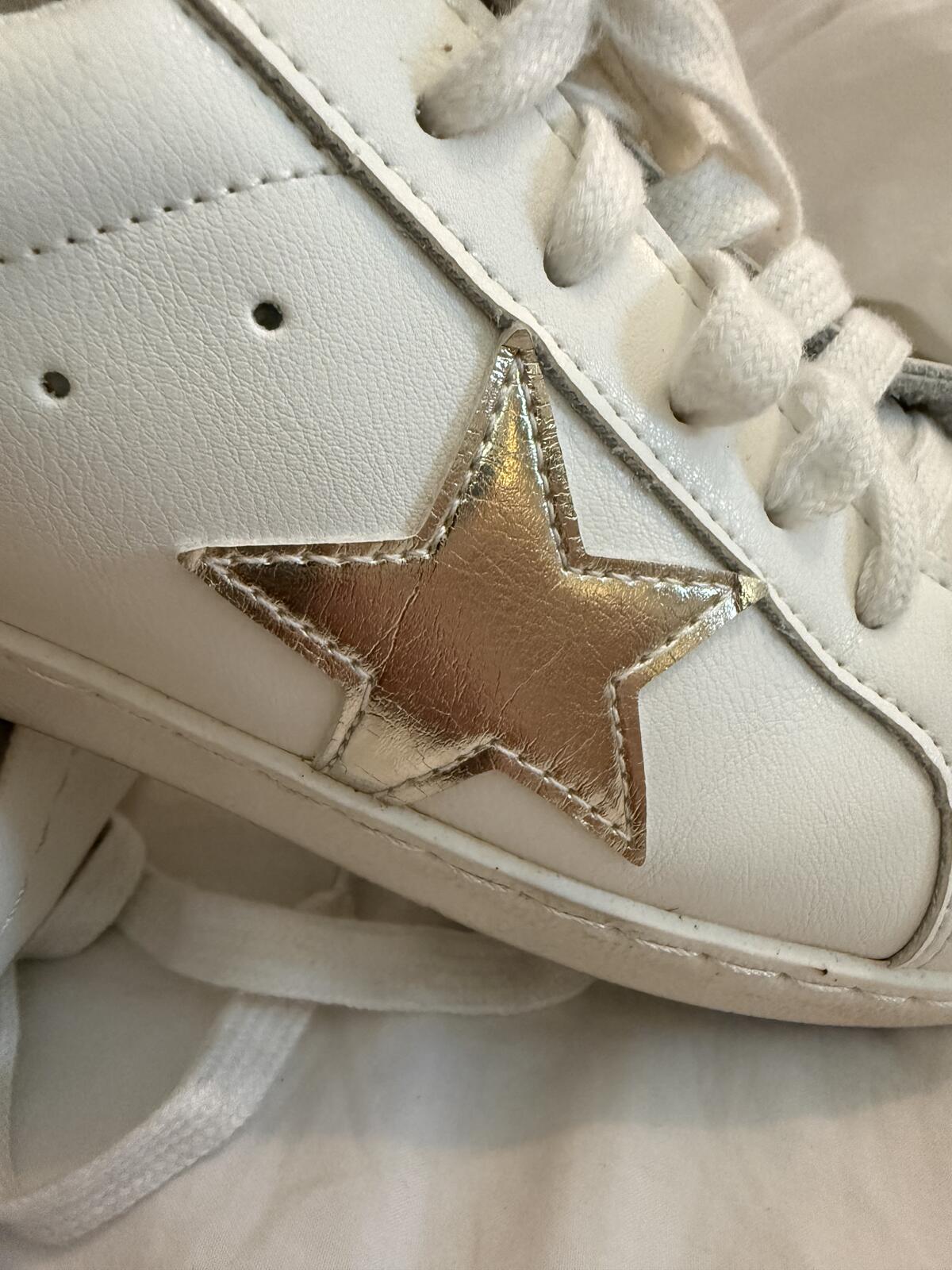 Vintage Havana White Sneakers with Gold Star Accent