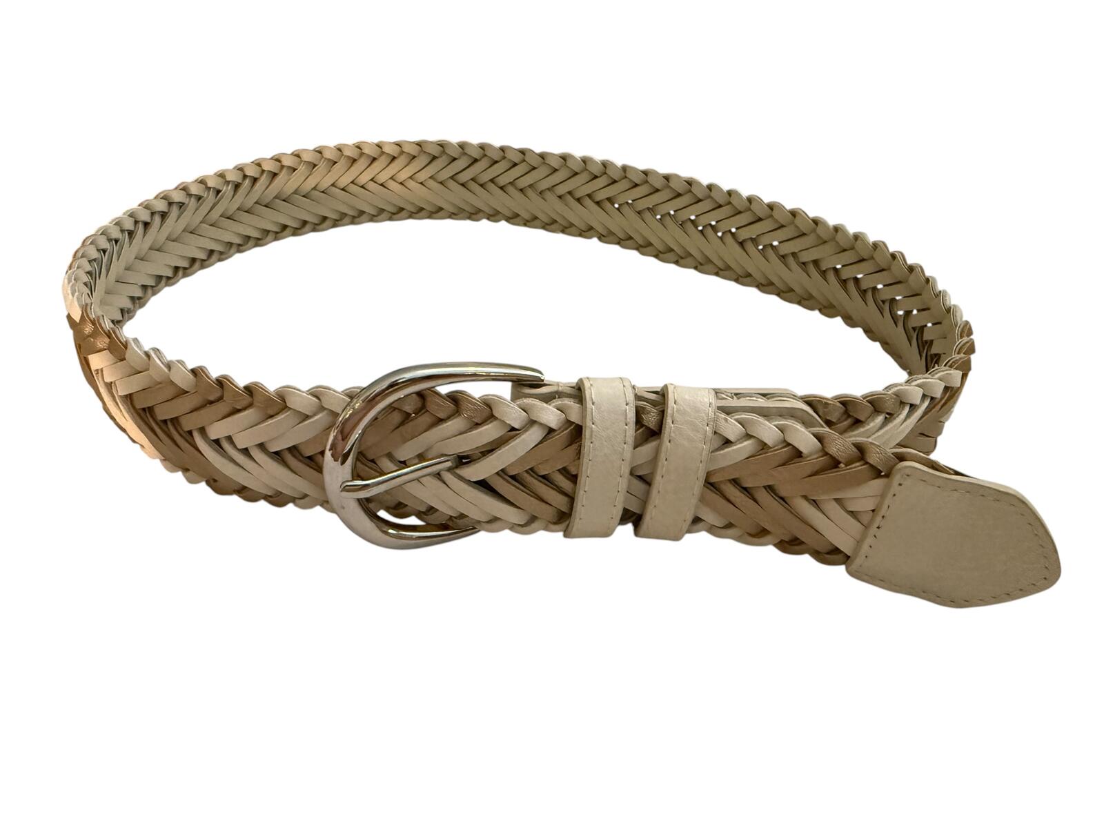 Braided Leather Belt with Silver Buckle