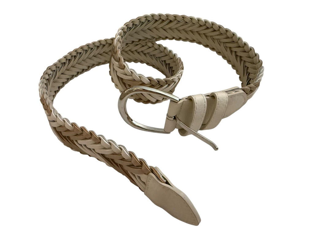 Braided Leather Belt with Silver Buckle