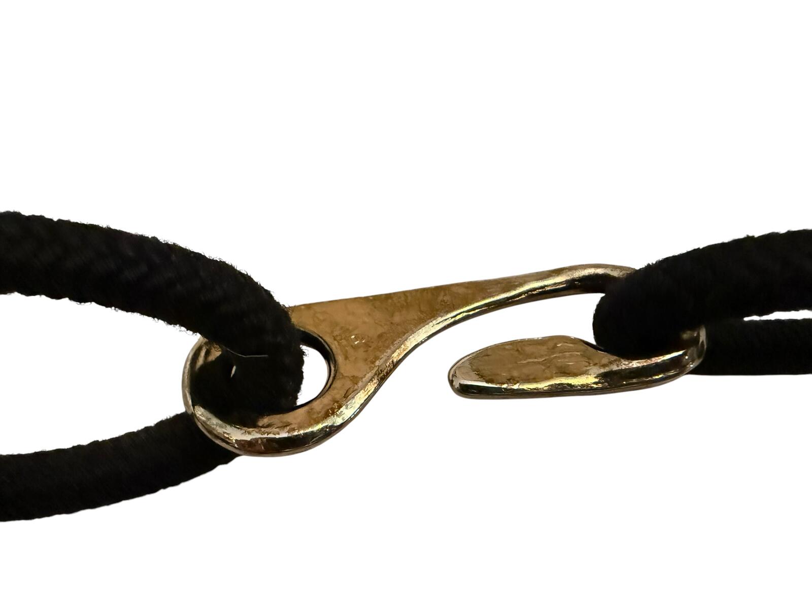 Black Braided Rope Belt with Silver Detailing